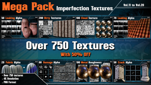 Mega Pack - Over 750 Imperfection Texture ( Vol.11 to Vol.20 ) - with 50% OFF!!!