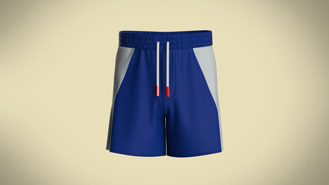 Mens swim shorts with cut and sew color blocking