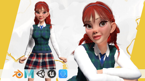 School Girl uniform suit stylized realism