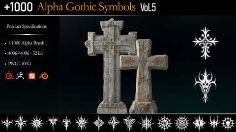 +1000 Alpha Gothic Symbols (MEGA PACK) - Vol.5