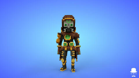 Voxel Time Mage Character - 3D Lowpoly Game Asset