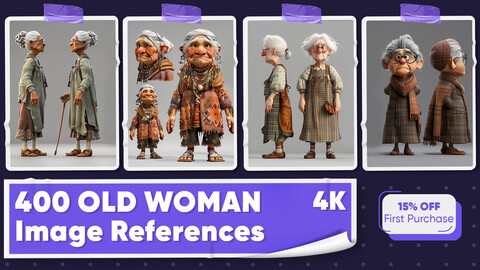 400 Old Woman Image References - Vol 01