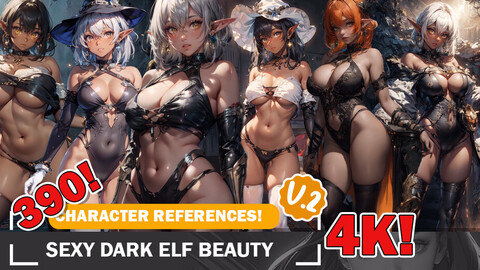 390 Enthralling Dark Elf Beauty - Fantasy Reference Art Collection and Character References Designs V2 4K