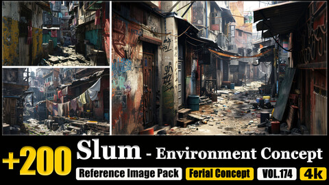 200 Slum - Environment Concept Reference Image Pack v.174 |4K|