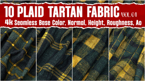 Plaid Tartan Fabric VOL.01 |4K Seamless PBR PNG Textures