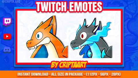 Mega Charizard Y and X Twitch Emotes, Pokemon Emojis, Anime Stream, Gaming / Stream Graphics, Discord, Kick, Youtube