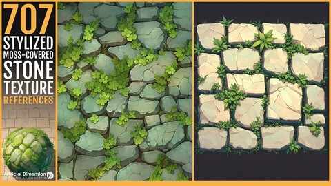 707 Stylized Moss-Covered Stone Texture References