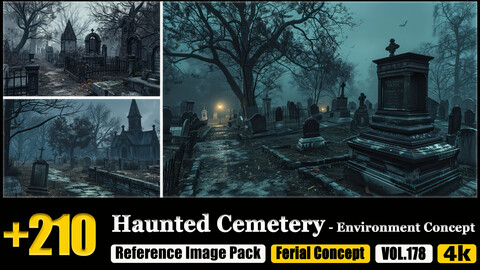 210 Haunted Cemetery - Environment Concept Reference Image Pack v.178 |4K|