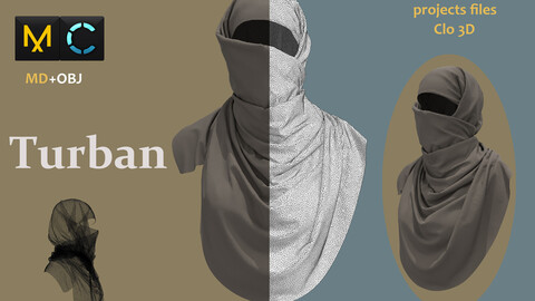 Turban_Marvelous Designer Project_Practice for Zbrush_Marvelous designer(Clo3d) project_OBJ&FBX(if needed)