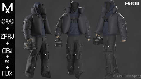 New Swag Outfit Marvelous designer/Clo3d OBJ mtl FBX ZPRJ+A-POSE