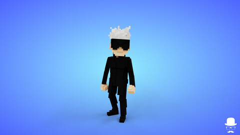 Voxel Gojo Satoru Character - 3D Anime Game Asset