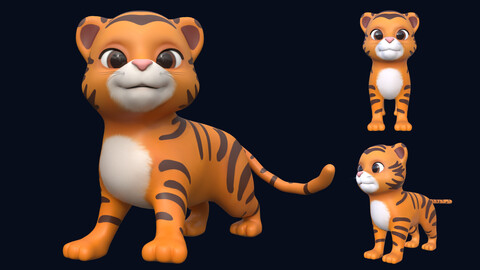 Asset - Cartoons - Animal - Tiger Rigged 3D model 3D model