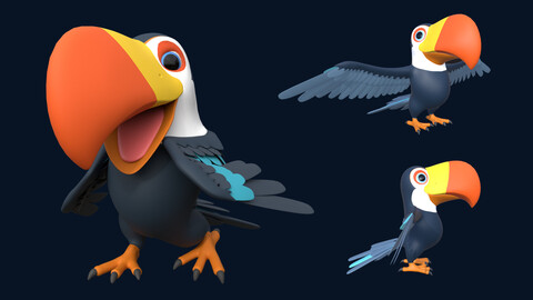 Asset - Cartoons - Animal -Toucan Rigged 3D model 3D model