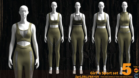 GIRL`S SPORT SET(MARVELOUS AND CLO3D FBX OBJ ZPRJ)