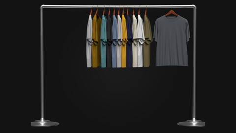 T_Shirt On Steel Hanger 3D Model