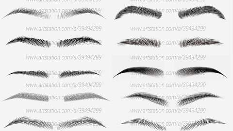 10 Eyebrow Pack 02 eye brows eye hair grooming head anatomy character asset human pack face body eyebrow realtime real time game gameready