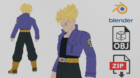 Trunks SSJ Dragon Ball Z Lowpoly Rigged