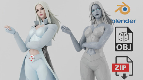 Emma Frost Lowpoly Rigged