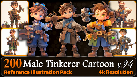 200 Male Tinkerer Cartoon (Full Body) Reference Pack | 4K | v.94