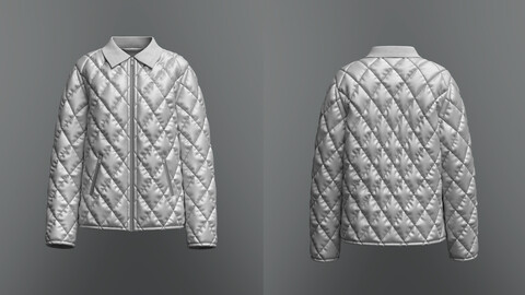 Female Quilted Jacket 3D Model