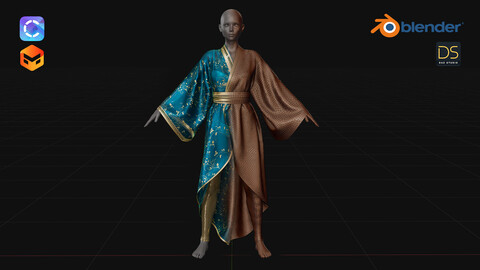 Transparent kimono | New version: + Blend file (Quads)