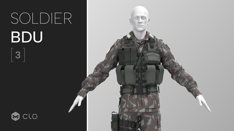 Soldier BDU 03 - Marvelous Designer, CLO 3D