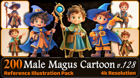 200 Male Magus Cartoon (Full Body) Reference Pack | 4K | v.128