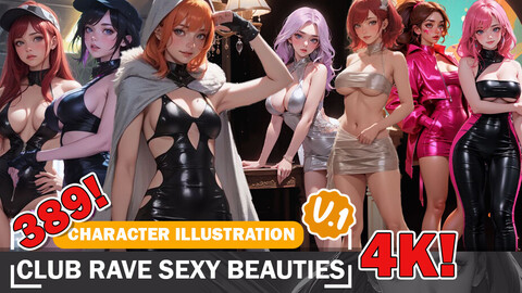 389 Anime Club Rave Sexy Beauty Diverse Outfit Character Design Reference Art V1 4K