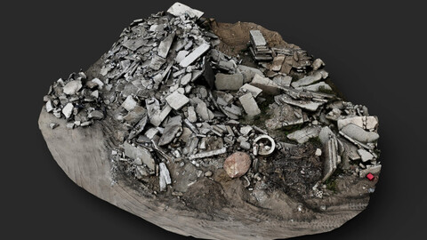 destroyed house ruins large debris pile photogrammetry