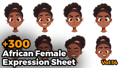 +300 African Female Expression Sheet(4k)