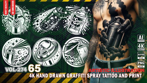 65 4K SPRAY GRAFFITI ILLUSTRATION - VECTOR DESIGN - (TRANSPARENT & ALPHA & VECTOR) - VOL274