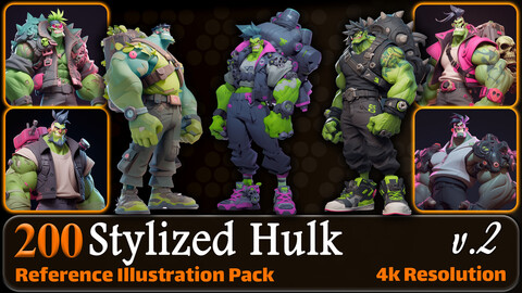 200 Stylized Hulk Reference Pack | 4K | v.2