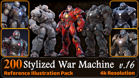 200 Stylized War Machine Reference Pack | 4K | v.16