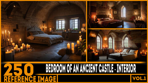 250 ART - Bedroom of an Ancient Castle Interior - Reference 6K Package vol.1