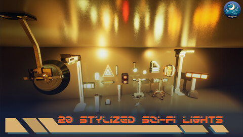 20 Stylized Sci-Fi Lights & Seamless Sci-Fi Materials V_00