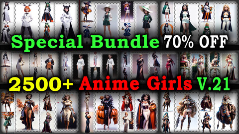 2500+ SPECIAL BUNDLE (Anime Girls Images Reference Pack)  - 4K Resolution - V.21