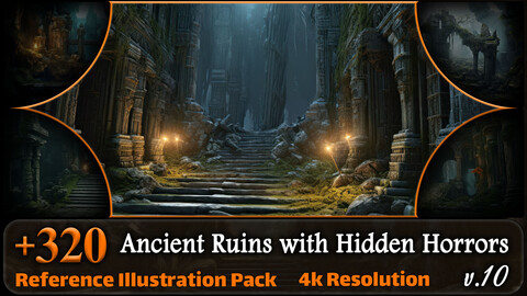 320 Ancient Ruins with Hidden Horrors Reference Pack | 4K | v.10