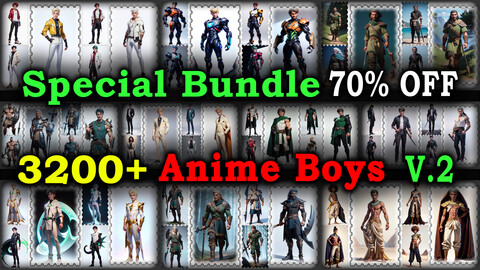 3200+ SPECIAL BUNDLE (Anime Boys Images Reference Pack)  - 4K Resolution - V.2