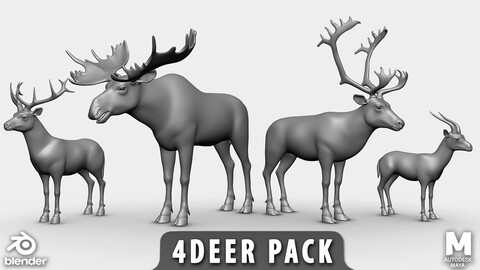 4Deer Pack - Topology + UV map