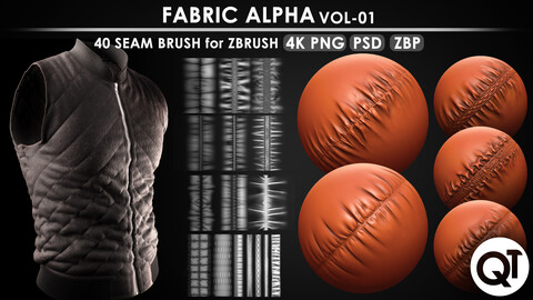 Fabric Alpha VOL01 - 40 Seam Brush for ZBrush