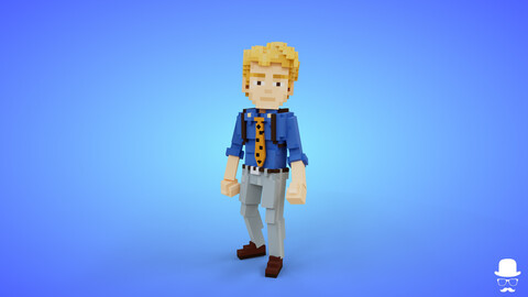 Kento Nanami Voxel Character - 3D Anime Game Asset