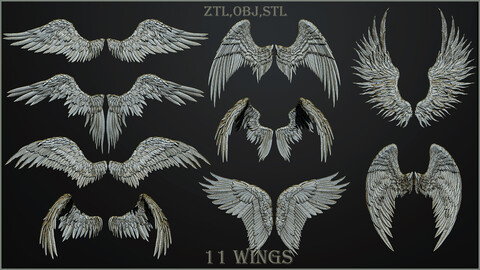 11   Feather Wings ZTL+OBJ+STL