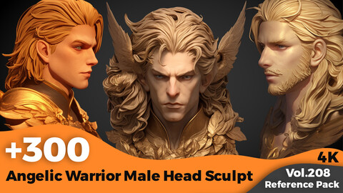 +300 Angelic Warrior Male Head Sculpt Reference(4k)