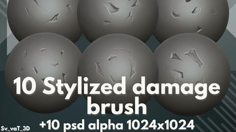 10 Stylized Damage Brush +10 Alpha 1024x1024