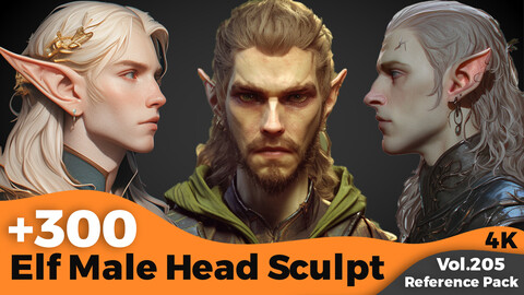 +300 Elf Male Head Sculpt Reference(4k)