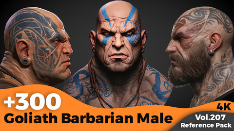 +300 Goliath Barbarian Male Head Sculpt Reference(4k)