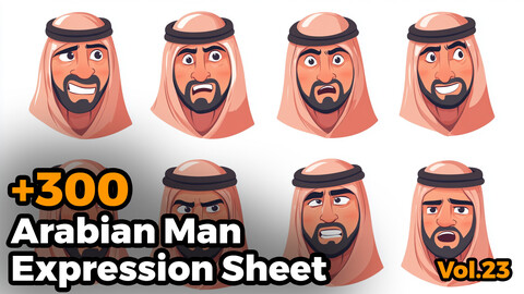 +300 Arabian Man Expression Sheet(4k)