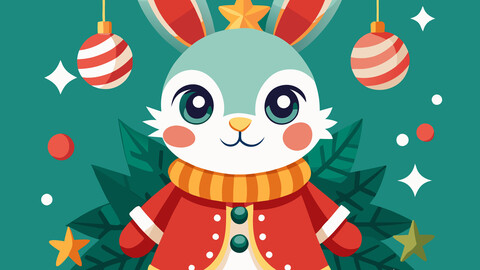 Character set rabbit for decorate in Christmas Day