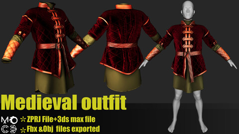 Medieval outfit(Zprj,Fbx,Obj,Texture,Uv,DAZ avatar)