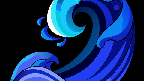 Abstract effect of blue wave on black color